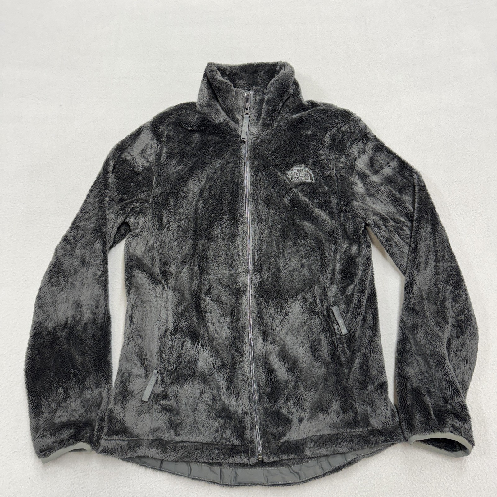 The North Face Jacket Womens Small Gray Fuzzy High Pile Fleece Soft Full Zip
