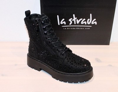 Schnürstiefeletten Boots Mit Strass Und Perlen PLEASER Strass