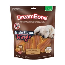 Rawhide-Free Peanut Butter Flavor Triple Wings Dog Chews, 10 Count Healthy