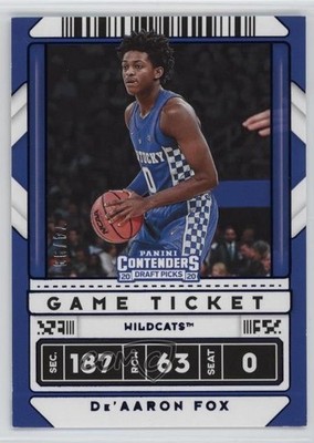 2020-21 Panini Contenders Draft Picks Game Ticket Blue /99 De'Aaron Fox #22 9hx