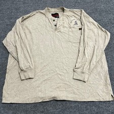Wrangler Henley Mens Size XXL Tan Riggs Workwear Long Sleeve Cotton Pocket Shirt