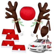 16.7 Inch Dark Brown Christmas Reindeer Car Kit - Reindeer Car Kit with 4