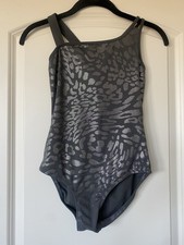 CXJ Justice Gray Silver Cheetah Print Leotard Size 14