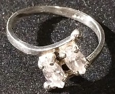 Sterling Silver Ring with 2 Clear Stones, Size 7.5
