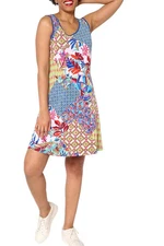 Susan Graver Women's Courtside Liquid Knit Skort Dress Royal/Lime