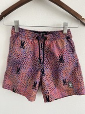 Psycho Bunny Boys Chicago Cullman Colorful Dots Swim Trunks S 7-8 Mesh Lined