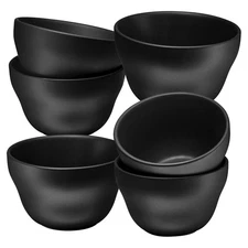 8 Oz Ceramic Dessert Bowl Set of 6 in Matte Black, 8 Ounces Ceramic Chip and ...