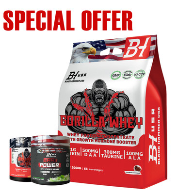Gorilla Whey 5KG Protein + EAA Power + BCAA Muscle Growth | Black Hammer USA