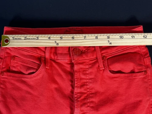 MOTHER Women's Size 24 The Stunner Ankle Fray Play Date Tomato Wash Jeans - Picture 6 of 16