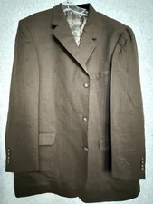 Andrew Fezza Blazer Sport Coat Mens 50 XL Long Brown Tweed Lambswool Cashmere
