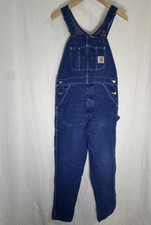Carhartt Bib Overalls Jeans Blue Denim Farmer Work - Size Small - EUC