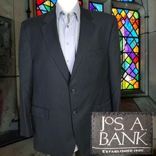 Joseph A Bank Suit Jacket Blazer Mens 46R Black Wool SV