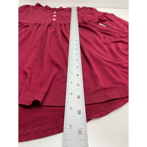 Allegrace Empire Waist Henley V Neck Tunic Top Burgundy 1X Peasant Festival - Picture 6 of 8