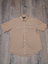 Sears Perma-Prest Button Up Vintage Shirt Mens Large Tan Made in USA