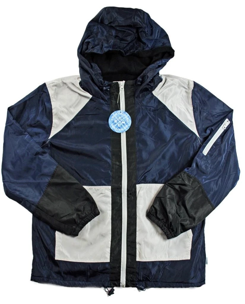 Cold Culture Mens Insulated Jacket L Zip Front Long Sleeve Hooded Navy Gray $89