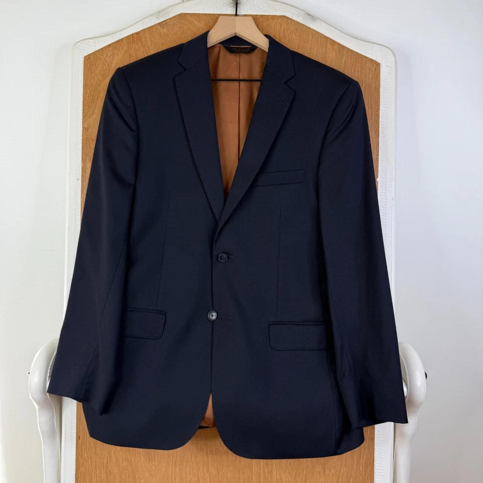Jos A Bank Suit Mens 39R Navy Blue 2 Button Slim Fit 100% Wool Pants 32x28 Flat - Image 2 of 4