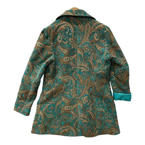 Cappotto giacca arazzo paisley vintage 3 sorelle donna acqua oro taglia L made USA - Foto 3 di 11