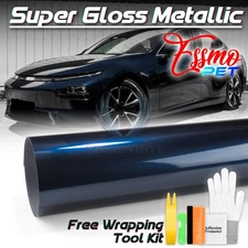 ESSMO PET Super Gloss Metallic Navy Blue Car Vehicle Vinyl Wrap Decal Like Paint