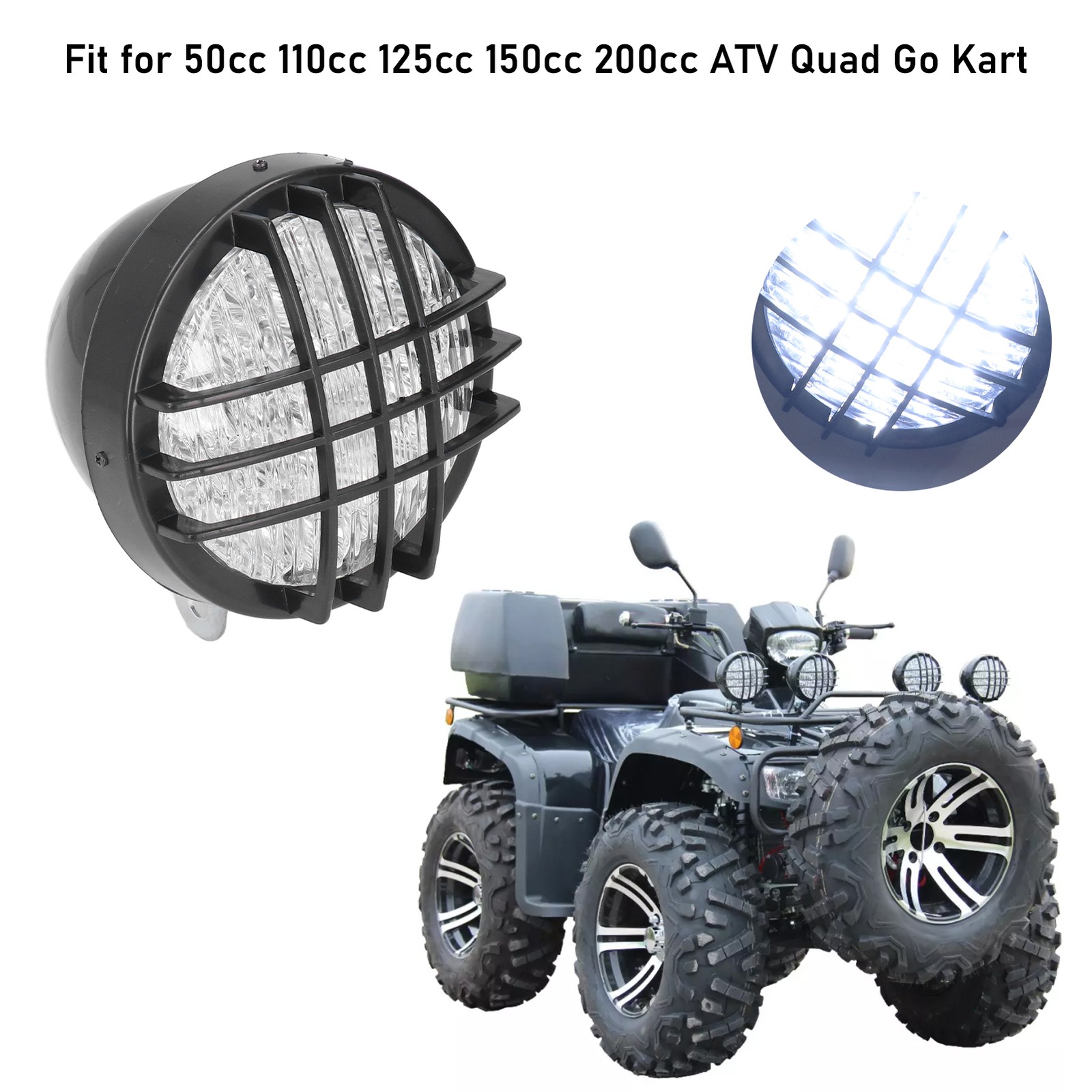 12V 8W LED Front Headlight For 50cc 110cc 125cc 150cc 200cc Motorcycle ATV Quad