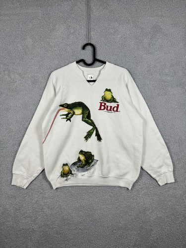 Vintage Budweiser Bud Frogs Sweatshirt Mens L Crewneck Beer Promo 1995 90s