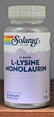 Solaray L-Lysine Monolaurin 1:1 Ratio 60 Capsules Lysine 60 VegCaps