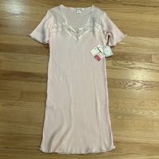 Vintage Christian Dior 100 Cotton Ribbed Lace Top NWT Deadstock Small Pink