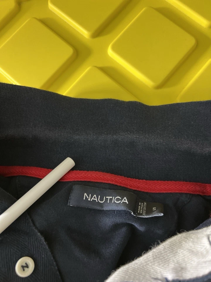 Nautica Vintage Polo Shirt Small Navy Red White Color Short Sleeve Cotton N83 - Image 2 of 4