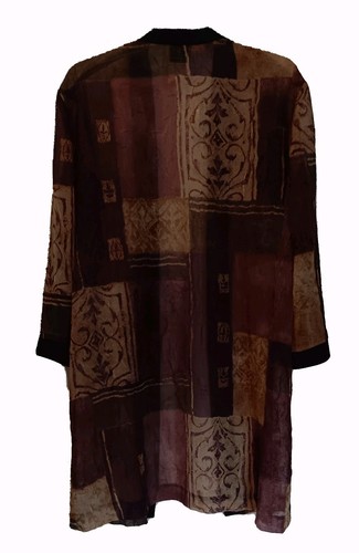 R&M Richards Women's Purple/Green Patchwork Floral Open Chiffon Kimono, Size 12 - Picture 4 of 5