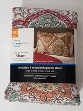 Mainstays Vintage Tapestry Pillow Sham Standard Queen Quilted NEW