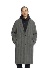 Image of Ted Baker Men Herringbone Travers Overcoat Trench Wool Coat Size Uk L,XL Rrp£425