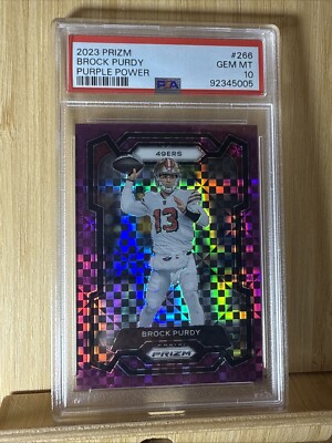 2023 Panini Prizm Brock Purdy #266 Purple Power Parallel/Variety PSA 10 25/49