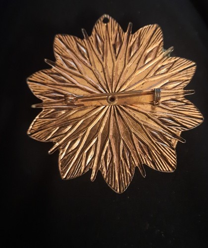 Gold Toned Blue White Gold Druzy Brooch Pendant - Picture 4 of 6