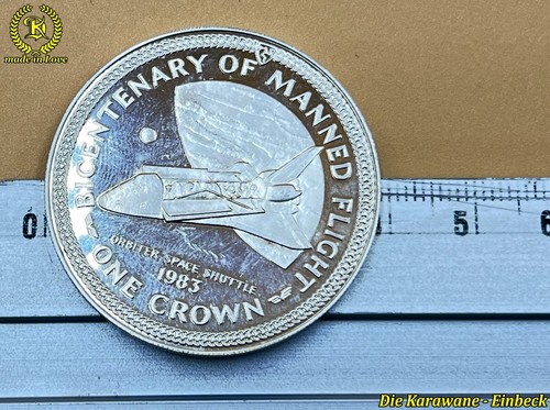 Isle of Man 1983 -1 Krone 200. Jahre bemannte Luftfahrt. Space Shuttle ca.28,35g - Bild 7 von 9