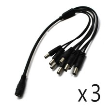 3 Pack - 8 Way Channel DC Power Splitter Adapter Cable for CCTV Security Camera