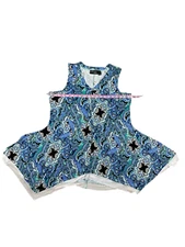 Attitudes by Renee Women's Navy Leopard Hi-Low Mesh Trim Tank XL