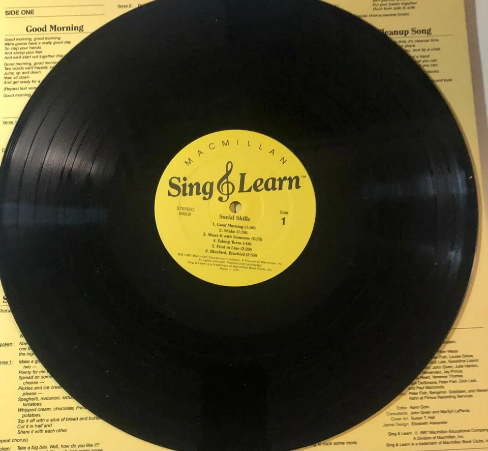 MACMILLAN PROGRAM SING & LEARN - SOCIAL SKILLS; VINYL LP 1987 Like New - Image 3 of 4