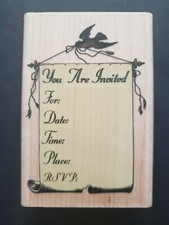Inkadinkado You Are Invited Rubber Stamp Bird Invitation Bridal Wedding 5302-P
