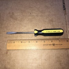 Vintage STANLEY Made In USA Black & Yellow Slotted Screwdriver See Photos !