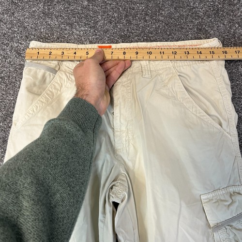 Chinos cargo Hugo Boss para hombre rectos regulares blanco roto combate W32 L34 vintage - Imagen 7 de 13
