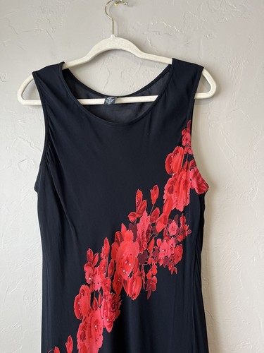 Maxi Midi Rosa Gótica Floral Y2K L Rojo Gótico Grunge Formal Años 90 De Colección - Imagen 2 de 8