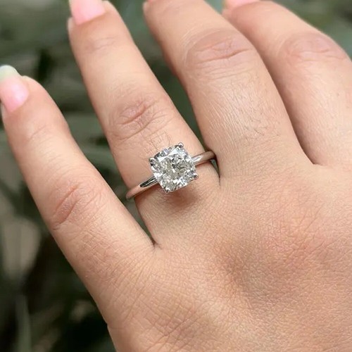 IGI 2.00Ct F VS1 CUSHION CUT LAB GROWN DIAMOND ENGAGEMENT RING IN 14K WHITE GOLD - Picture 9 of 12