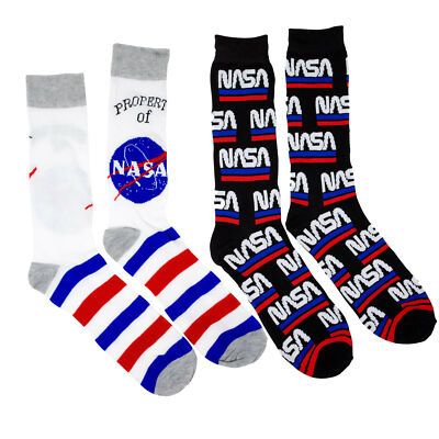 NASA Property Of 2-Pack Men Crew Socks Multi-Color