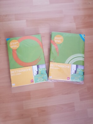 2x NKD Bettwäsche Baumwolle Bettbezüge Set Bed Linen grün Kreise - Auch einzeln
