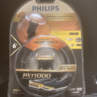 Philips PXT1196 24K Gold HDMI/DVI Conversion Cable 6 ft PXT1000 High Performance