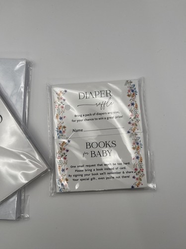 2 Sets Baby Shower Invitations Boho 25 Cards + Envelopes +Diaper & Book Cards - Picture 6 of 7