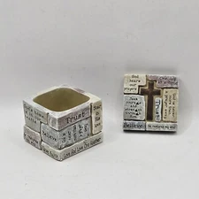 Roman Keepsake Jewelry Box 2.25”  Love Trust God Psalm 23 Gift Stone Brick Style
