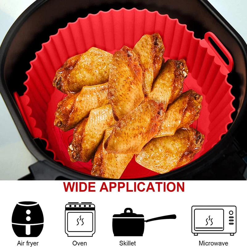 Air fryer Silicone Pot Non-Stick Pan Reusable Oven Lining Baking Basket w/Handle