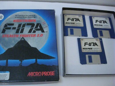 Night Hawk F-117A PC game complete 3.5'' disks Microprose 1991