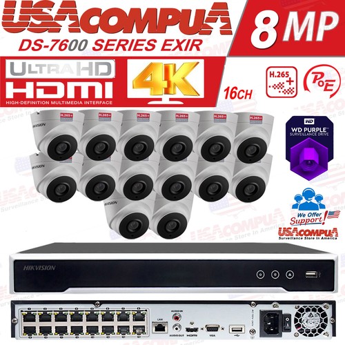 Hikvision Security CCTV IP Camera System Kit 16CH NVR 2MP turret Waterproof Lot - Picture 13 of 16