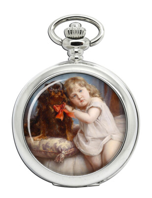 Mädchen mit einem King Charles Spaniel von Carl Reichert Taschenuhr